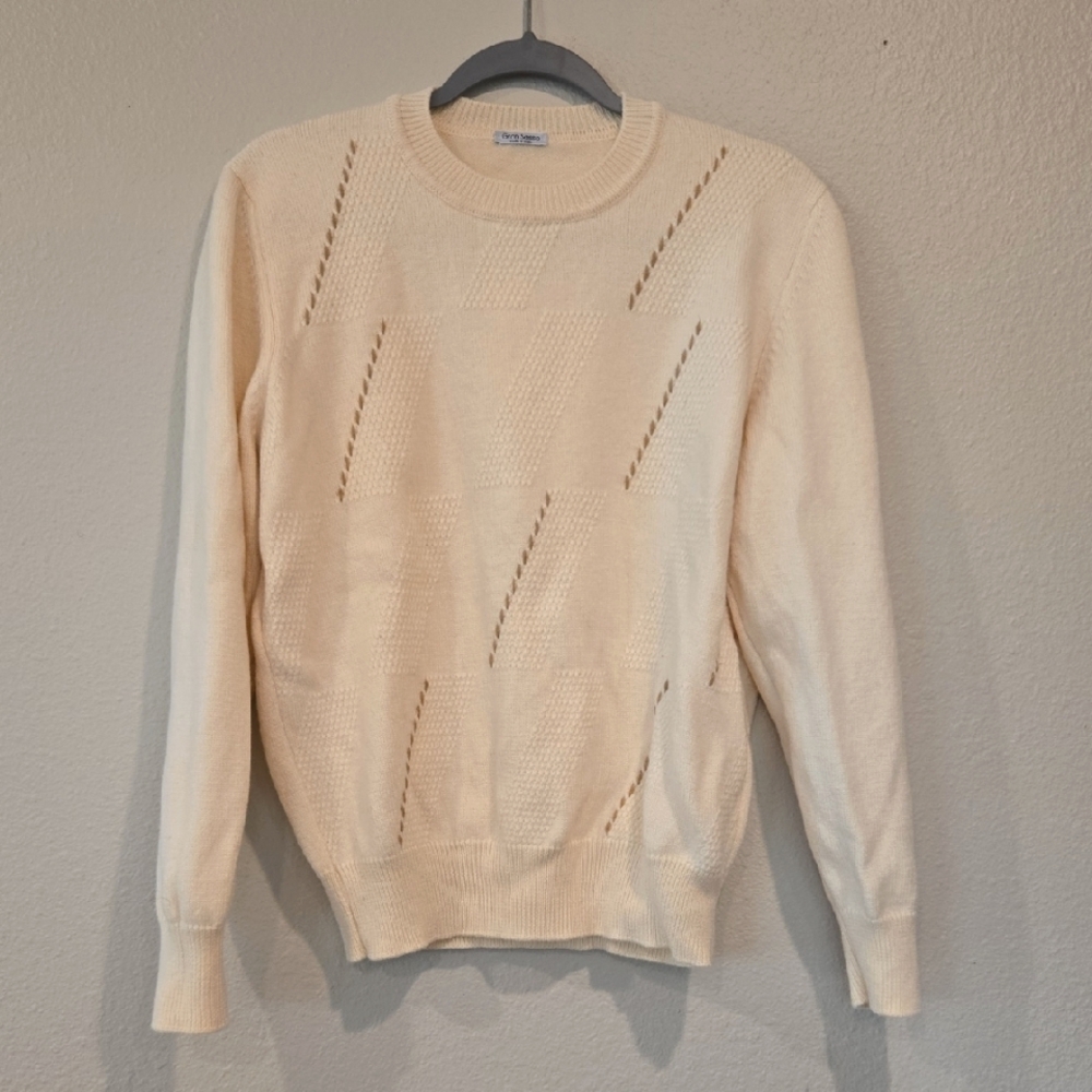 Cream Wool Sweater Gran Sasson Made In Italy